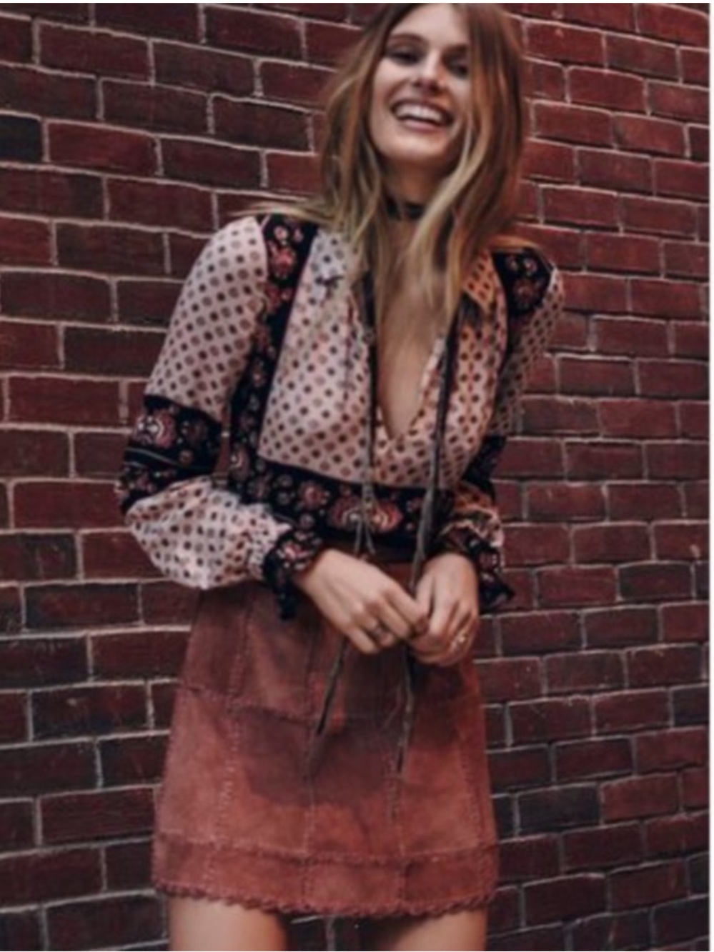 Free People “Changing Times” Boho Mixed Floral Print Ruffle Long Sleeve Tunic• S - Picture 5 of 15
